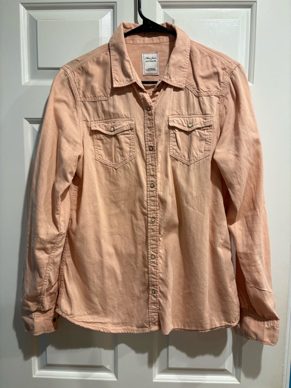 Mavi Jeans women’s western pearl snaps long sleeve shirt light pink sz M